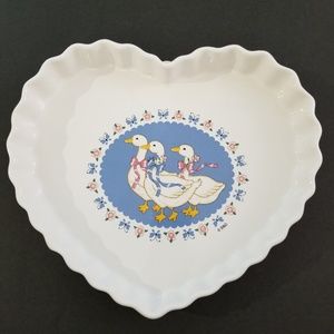 Ribbon Geese Treasure Craft Heart Dish 10.5" x 8.5